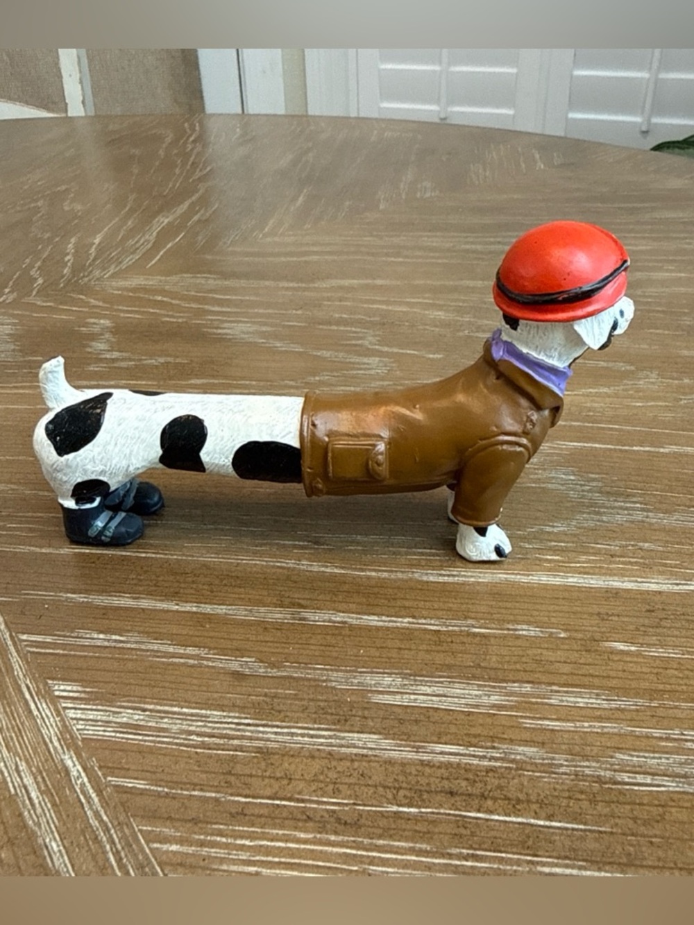 Dog Figure Dalmatian Dachshund With Pilot Outfit Hat Jacket Boots Resin - Picture 3 of 7